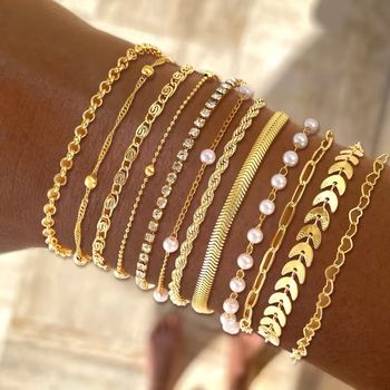 Lot 12 bracelets dorés – bohème chic ✨ 