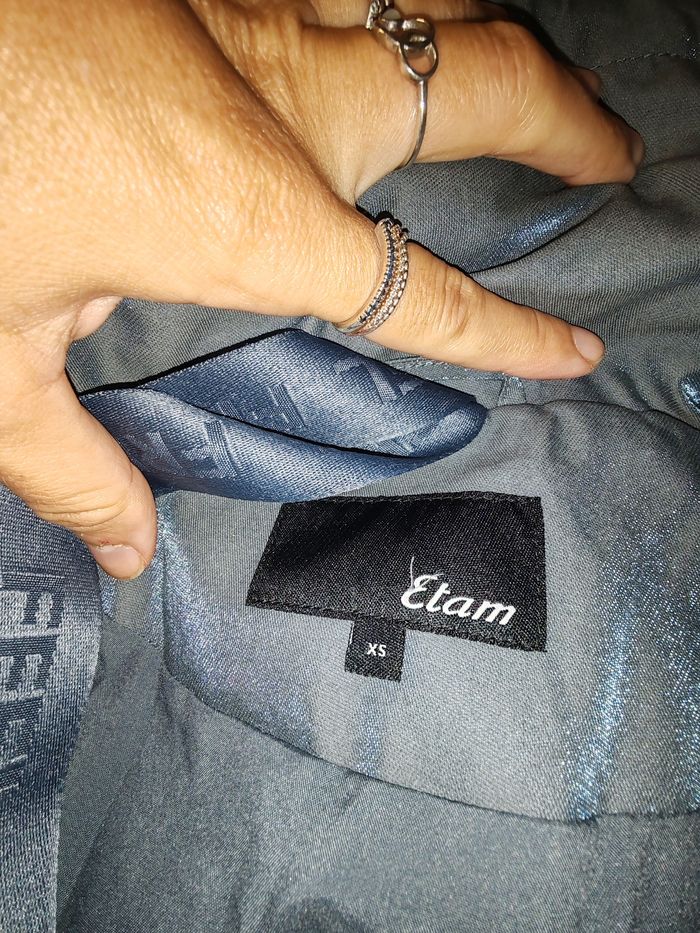 Doudoune parka femme ETAM taille xs 34 grise bleue - photo numéro 3