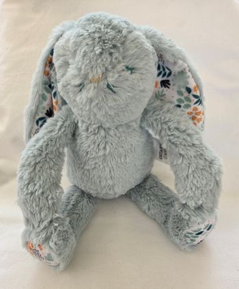 Doudou peluche Lapin Ernest vert bleu - Feuilles - Ostaria Les Minis