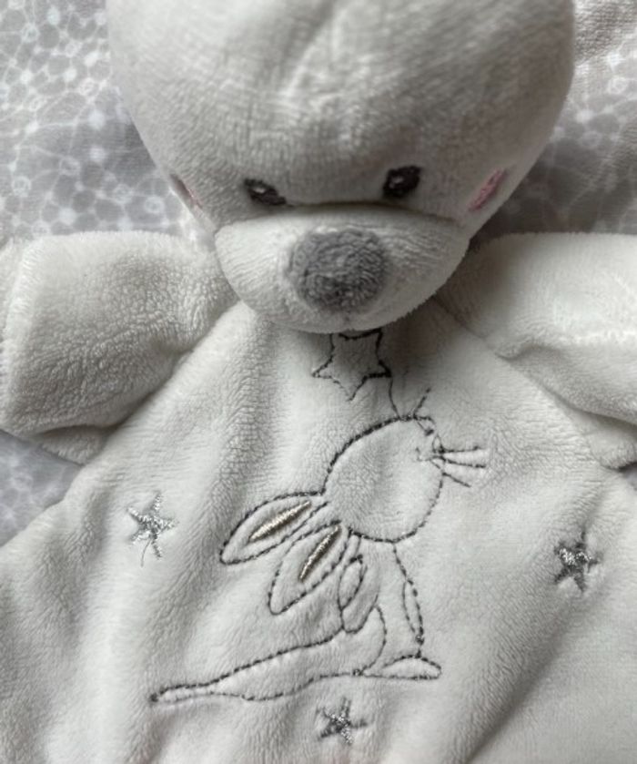 Doudou attache tétine Lapin Plat Carré Neuf - photo numéro 4