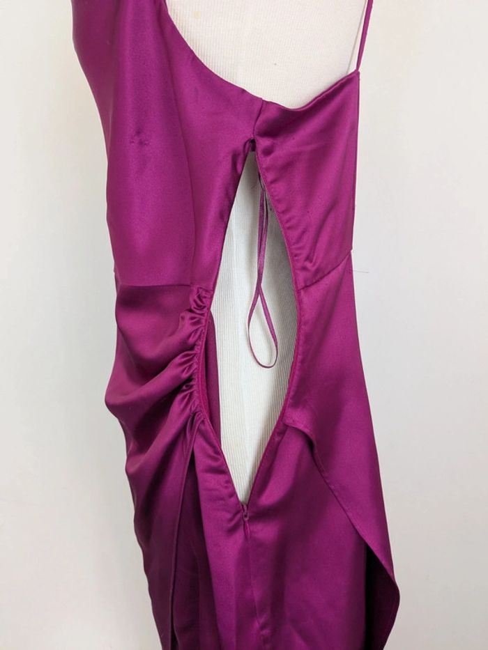 Robe satiné violet asymétrique T40 : Zara - photo numéro 4