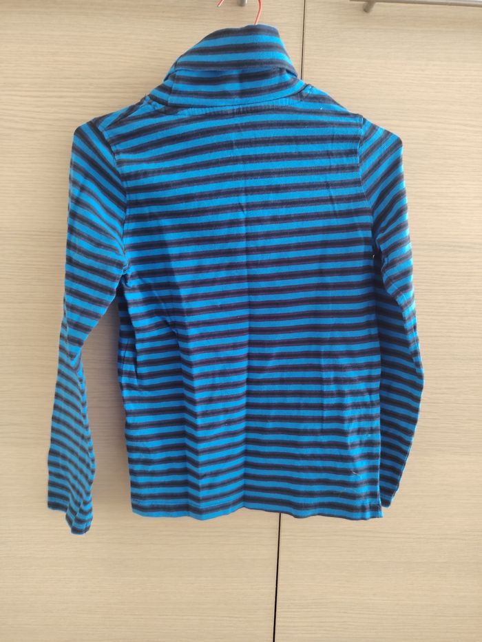 Pull col roulé enfant, Lupilou, 6-8 ans, (122-128 cm), rayé bleu/noir, mixte - photo numéro 2
