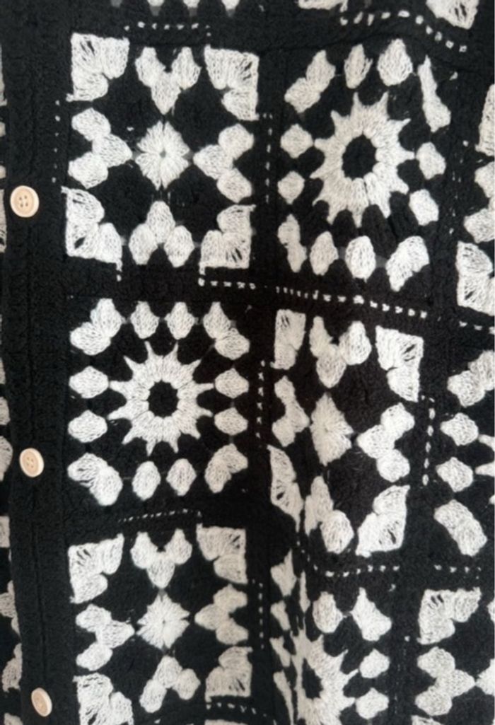 Chemise, homme, noir et blanc en maille - photo numéro 2