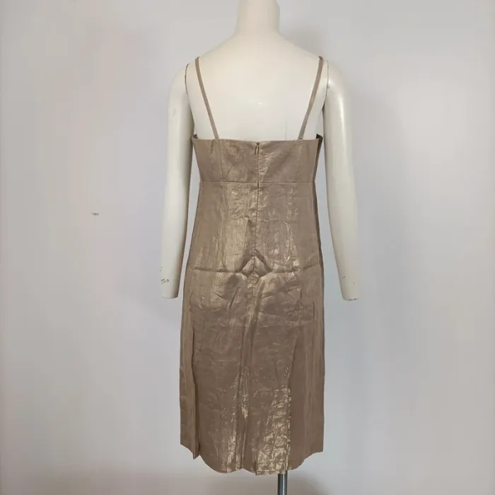 Robe de soirée beige à bretelles - Un Deux Trois - taille 38 - A145 - photo numéro 4