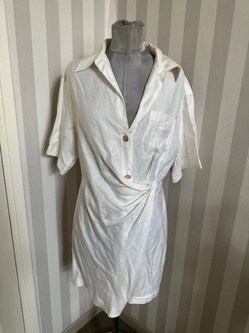 Robe blanche Sandro 33% lin  T:38