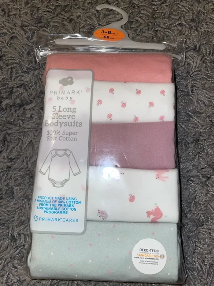 Lot bodies neufs manches longues Primark 3-6mois 68cm - photo numéro 2