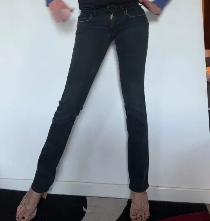 💕 Jean slim noir effet délavé taille 25 (34-36) #LTC #letempsdescerises - photo numéro 7