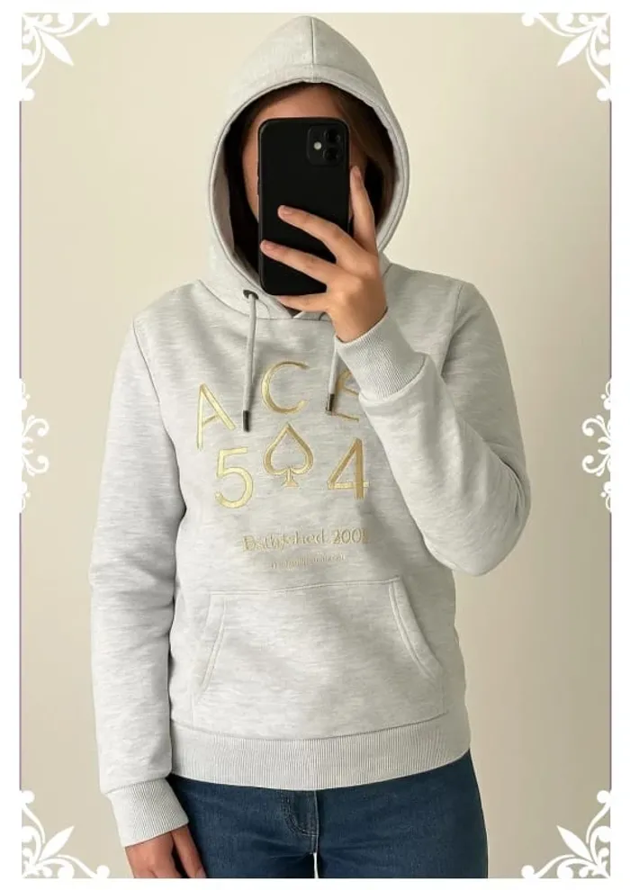 Sweet à capuche taille 44 superdry gris clair - photo numéro 2