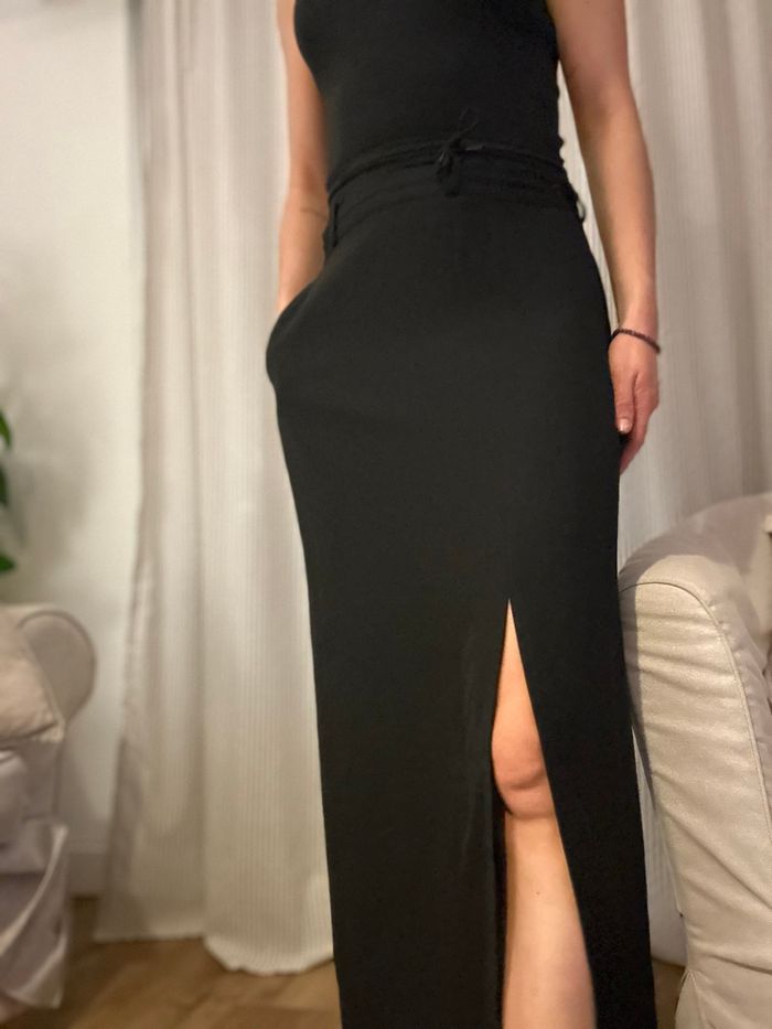 Jupe longue échancré élégante noir taille L - photo numéro 4