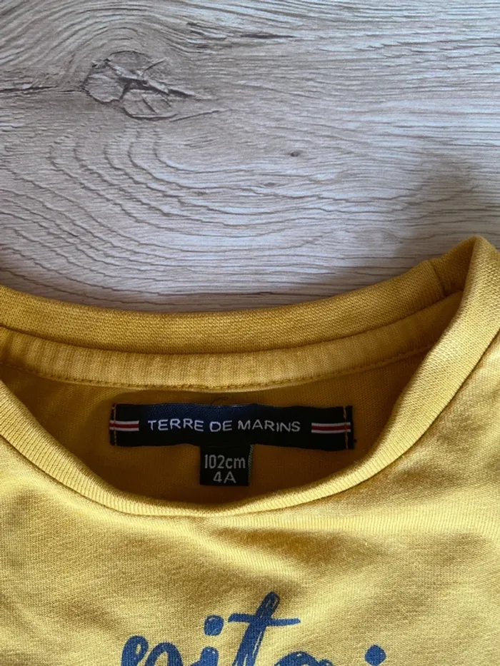Tee-shirt manche courte moutarde flocage marin garçon 4 ans Terre de marins - photo numéro 3