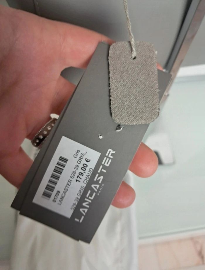 Lancaster sac à main sacoche porte document cabas bandoulière en cuir gris été neuf - photo numéro 7