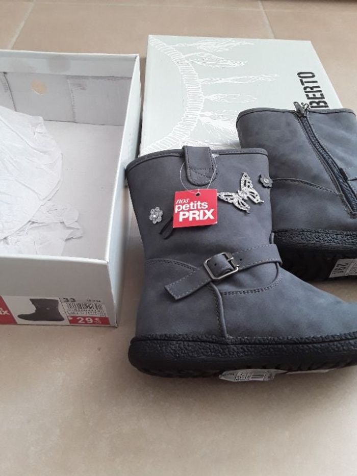 Bottines grises avec papillon fille 33 MISS LIBERTO NEUVES