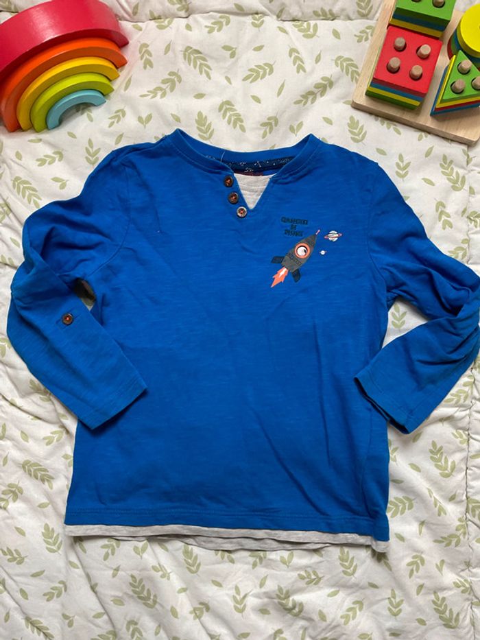 teeshirt manches longues bleu et gris 3 ans sergent major - photo numéro 3