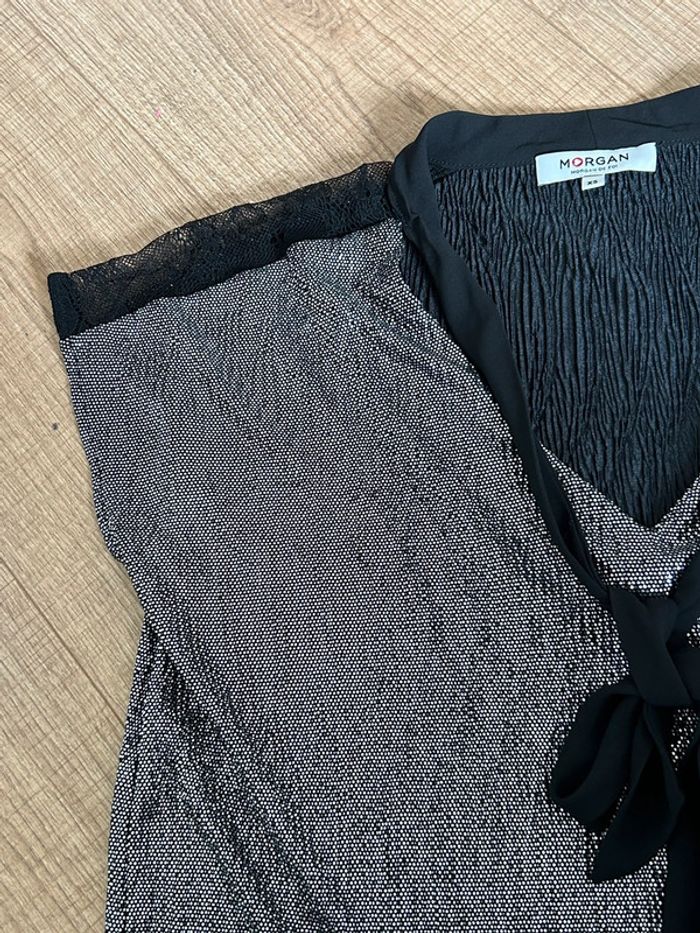 Haut argenté et noir à manches courtes Morgan taille XS jamais porté - photo numéro 13