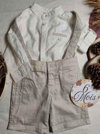 Ensemble Chic 2 pièces 6 mois - Chemise & Short à bretelles