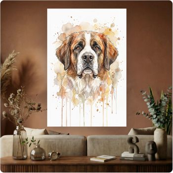 Affiche artistique “Chien Saint-Bernard” aquarelle poster décoration murale A3 Sans cadre
