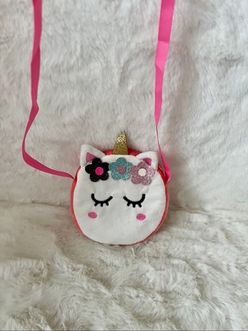 Sacoche, porte monnaie licorne blanc et rose