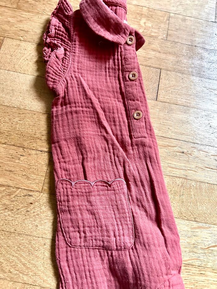 💖 Craquante Combinaison  Bébé Verbaudet - 9 Mois - Gaze de Coton Corail 💖 - photo numéro 4