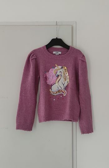 Pull rose licorne La Halle – fille 6 ans