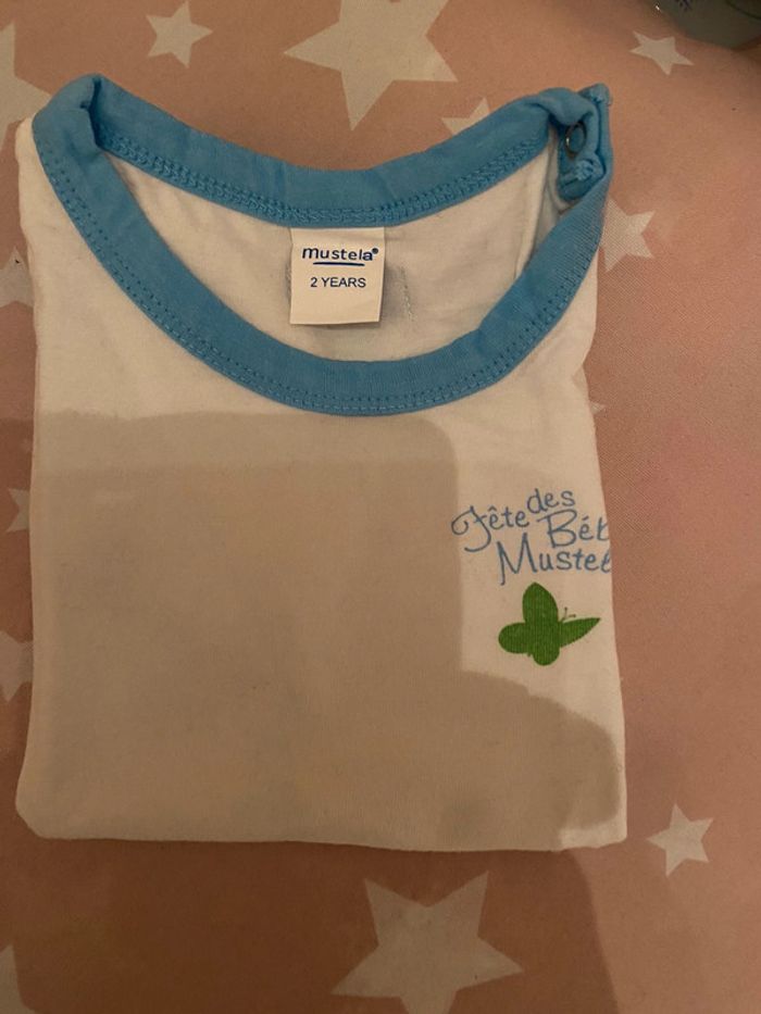 2 ans pièce rare de chez mustela ! Tee shirt blanc bleu - photo numéro 6