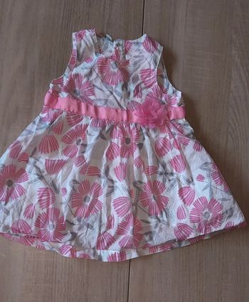 Robe bretelle 12 mois blanche et rose