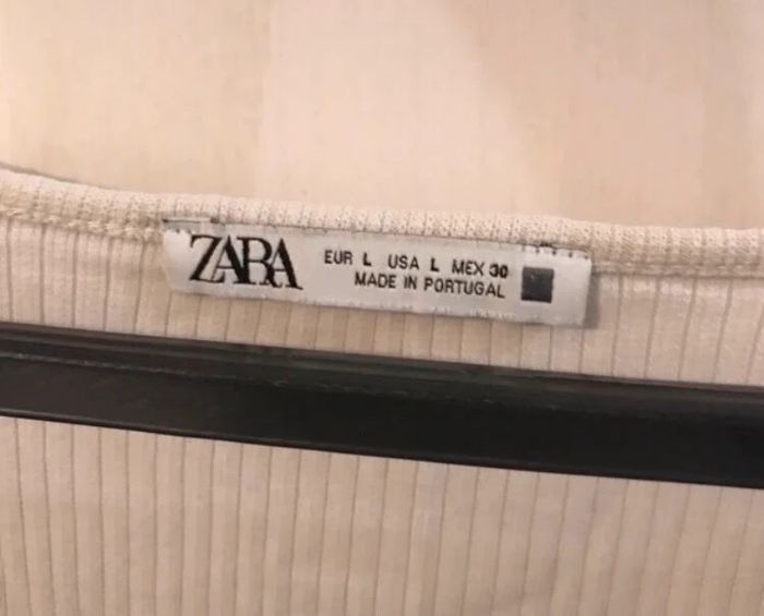 Haut femme Zara top cours été col v manches longues blancs taille L - photo numéro 3