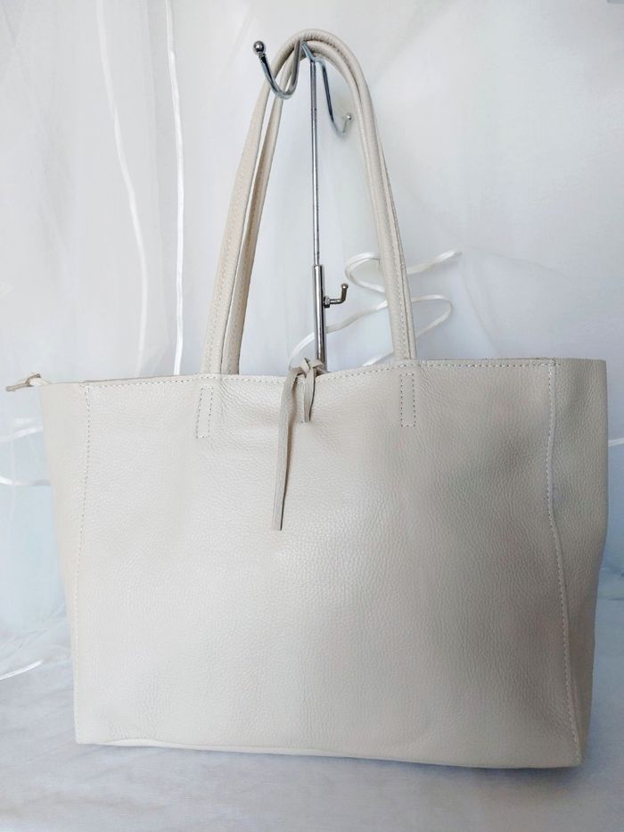 Grand sac A4 cuir beige urbain chic kevim - photo numéro 10