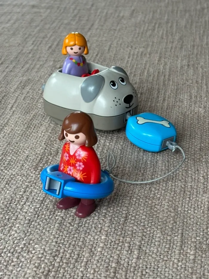 Personnage avec véhicule à tirer playmobil 1 2 3