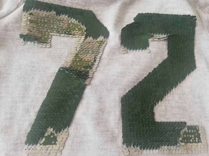 Tee shirt manches e blanc chiné sequins réversibles 104 cm tough team - photo numéro 3