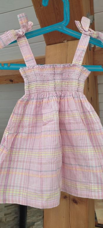 Robe vichy rose grain de blé  6 mois