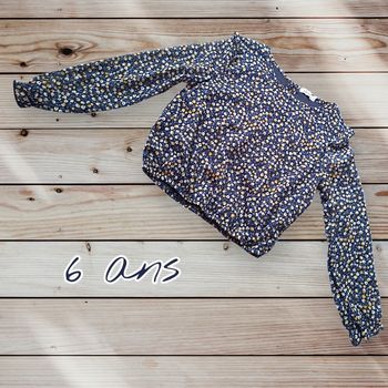 Blouse fleurie pailletée fille – 6 ans 👧✨🌸