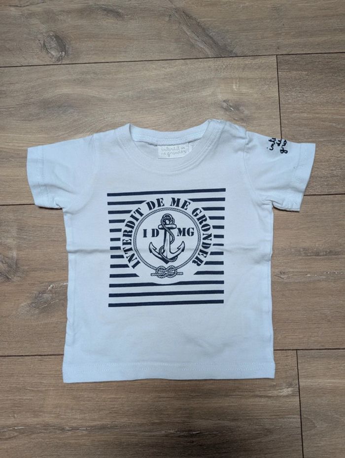 Tee-shirt marin interdit de me gronder 12 mois