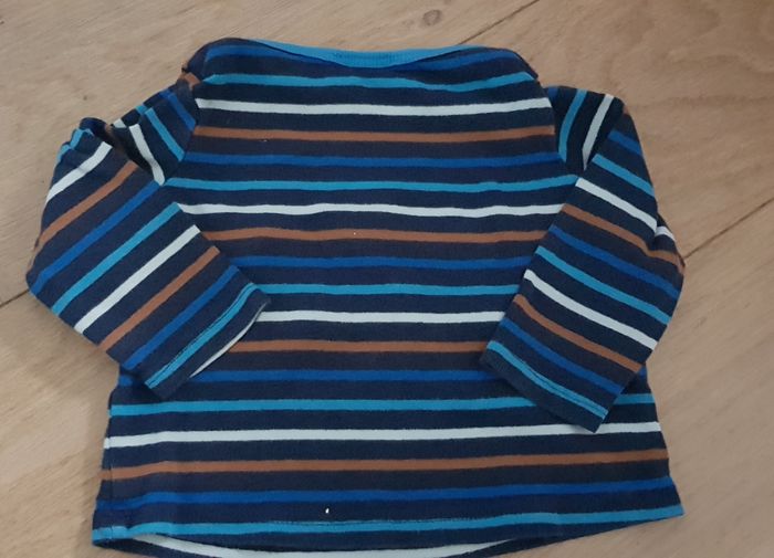 Tee shirt longues manches à rayures avec motif Éléphant - photo numéro 3