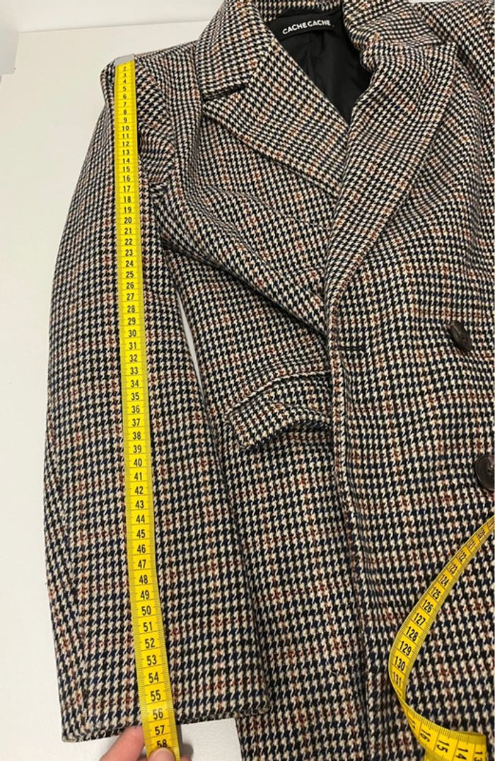 Manteau caban taille 40 marque Cache Cache motif pied de poule - photo numéro 8
