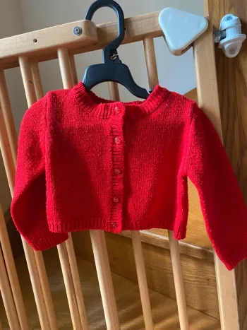 Gilet court rouge paillette fille 18m