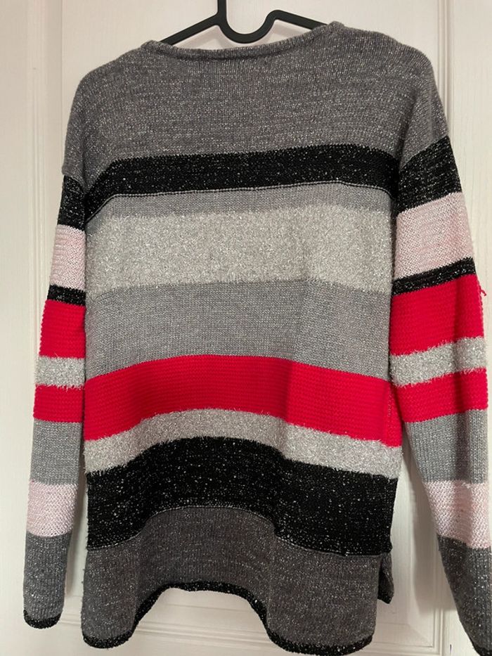 Pull pour les fêtes gris argenté rouge blanc taille XS - photo numéro 2
