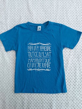 🔸 Tee-shirt bleu humoristique 3 / 4 ans – JHK 🔸