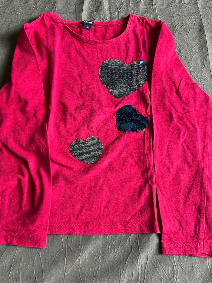 Lot de 5 t-shirts manches longues fille à motifs en sequins - photo numéro 6