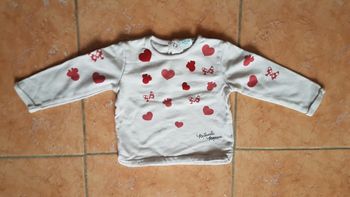 Pull Disney bébé fille 2 ans blanc et rouge