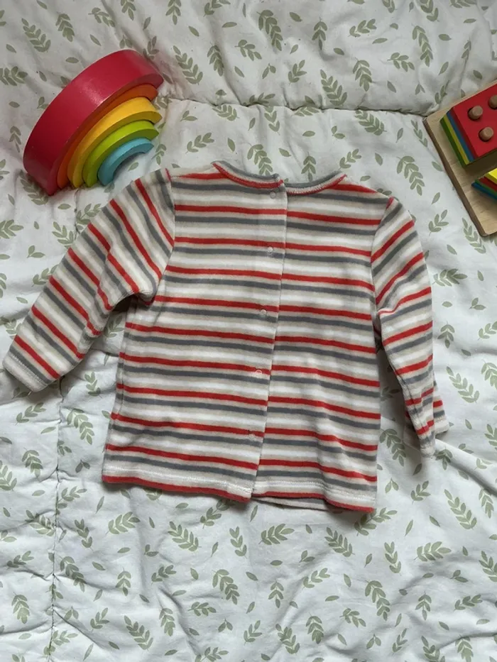 pyjama 2 pièces en velours gris et orange 9 mois vertbaudet - photo numéro 6