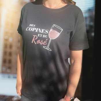 T-shirt "Des Copines et du Rosé" - Noir