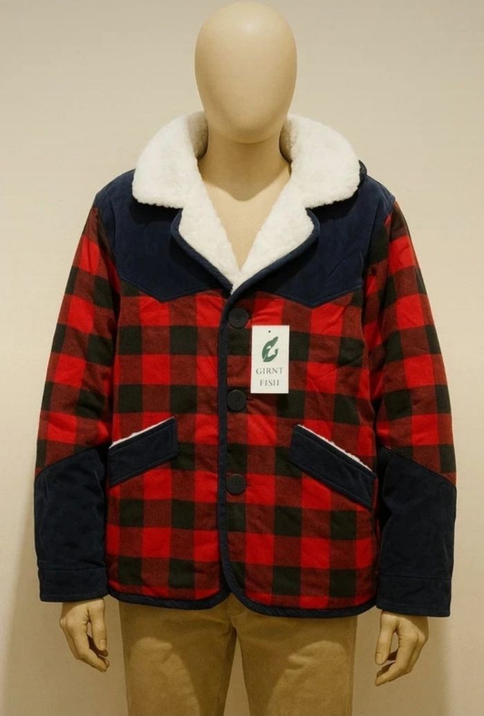 Veste Gilet a carreaux rouge vintage Giant Fish Neuve