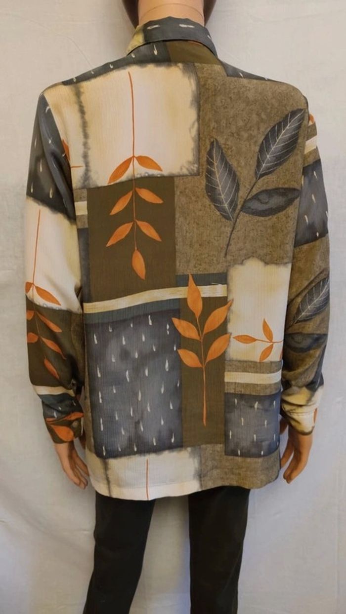 Chemisier fluide Vintage motifs "Automnale" 90s 🍂 à manches longues T. 42 Claude d'Alban _ PLD - photo numéro 7