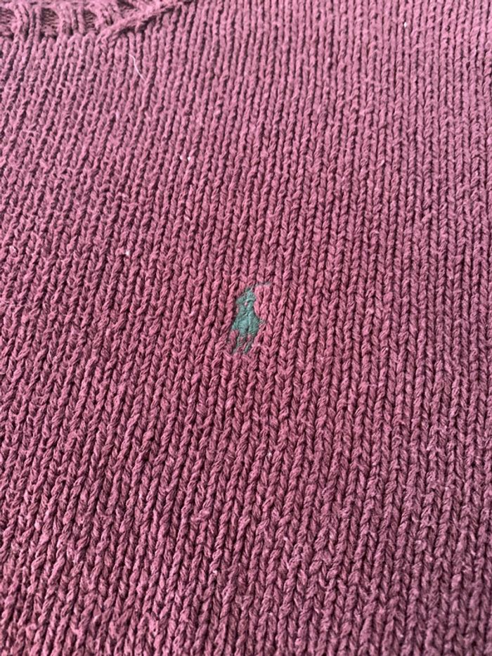 Pull sweat en maille bordeaux vintage Ralph Lauren cavalier vert - photo numéro 3