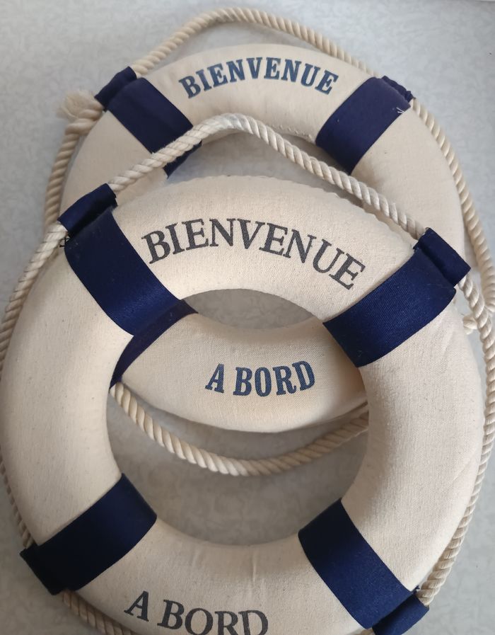 2 Bouées de Sauvetage Décoration Maritime Polystyrène Expansé / Tissu Ø= 25cm - photo numéro 3
