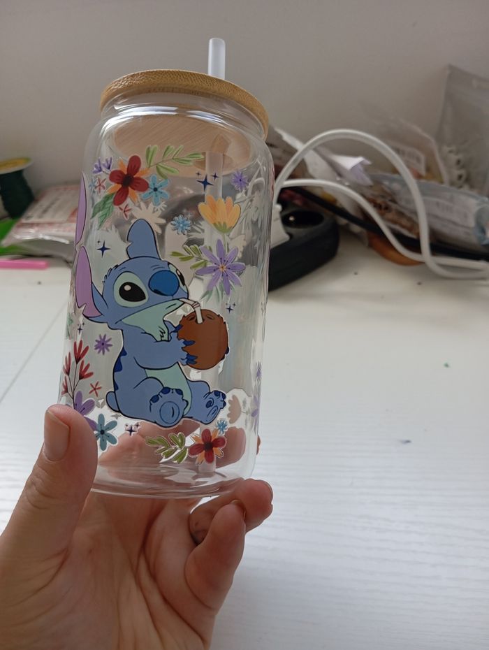 Can glass stitch Hawaii avec paille - photo numéro 5