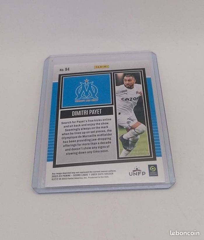 Carte Panini score Ligue 1 2022-23 Dimitri Payet n°94. - photo numéro 3