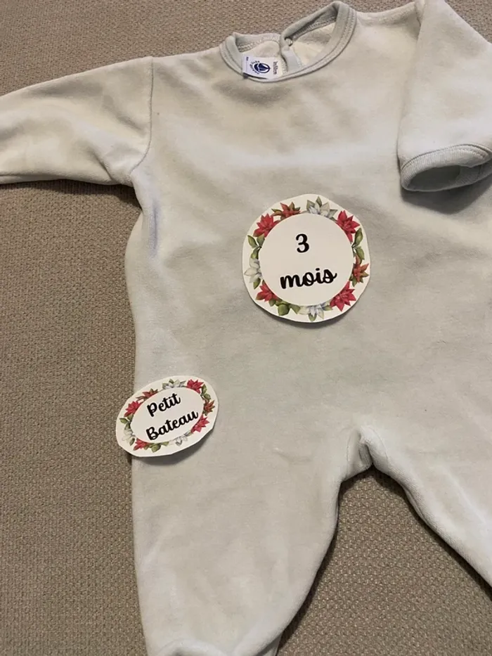 Pyjama petit bateau chaud velours 3 mois - photo numéro 3