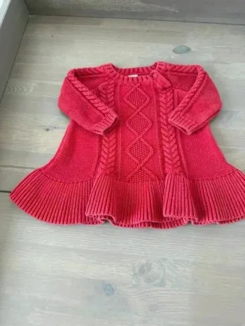 Robe en Maille Coton Gap Rouge - Taille 6-12 Mois - Très Bon État