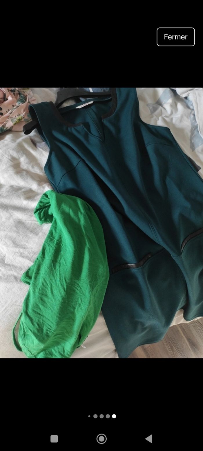 Robe neuve Camaïeu automne-hiver verte foncé et détails en simili - photo numéro 7
